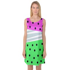 Dots And Lines, Mixed Shapes Pattern, Colorful Abstract Design Sleeveless Satin Nightdress by Casemiro