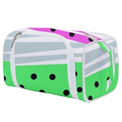 Dots And Lines, Mixed Shapes Pattern, Colorful Abstract Design Toiletries Pouch by Casemiro