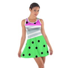 Dots And Lines, Mixed Shapes Pattern, Colorful Abstract Design Cotton Racerback Dress by Casemiro