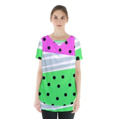 Dots And Lines, Mixed Shapes Pattern, Colorful Abstract Design Skirt Hem Sports Top by Casemiro