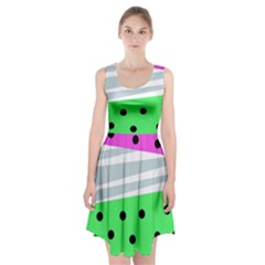 Dots And Lines, Mixed Shapes Pattern, Colorful Abstract Design Racerback Midi Dress by Casemiro