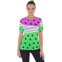 Dots and lines, mixed shapes pattern, colorful abstract design Shoulder Cut Out Short Sleeve Top View1