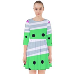 Dots And Lines, Mixed Shapes Pattern, Colorful Abstract Design Smock Dress by Casemiro