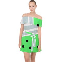 Dots And Lines, Mixed Shapes Pattern, Colorful Abstract Design Off Shoulder Chiffon Dress by Casemiro