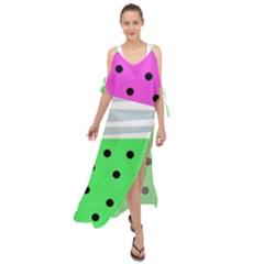 Dots And Lines, Mixed Shapes Pattern, Colorful Abstract Design Maxi Chiffon Cover Up Dress by Casemiro