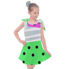 Dots And Lines, Mixed Shapes Pattern, Colorful Abstract Design Kids  Tie Up Tunic Dress by Casemiro