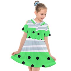 Dots And Lines, Mixed Shapes Pattern, Colorful Abstract Design Kids  Short Sleeve Shirt Dress by Casemiro