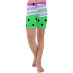 Dots And Lines, Mixed Shapes Pattern, Colorful Abstract Design Kids  Lightweight Velour Capri Yoga Leggings by Casemiro