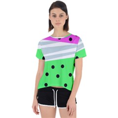 Dots And Lines, Mixed Shapes Pattern, Colorful Abstract Design Open Back Sport Tee