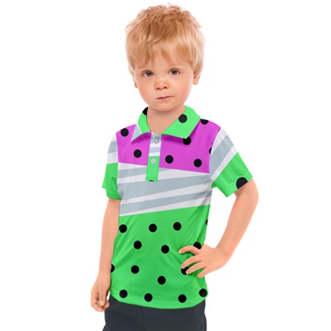 Dots And Lines, Mixed Shapes Pattern, Colorful Abstract Design Kids  Polo Tee by Casemiro