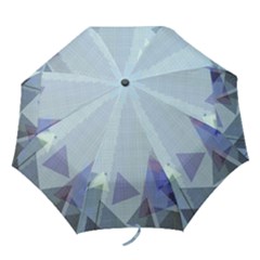 Light Blue Green Grey Dotted Abstract Folding Umbrellas by Graphika