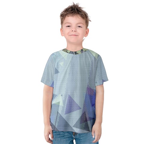 Light Blue Green Grey Dotted Abstract Kids  Cotton Tee by Graphika