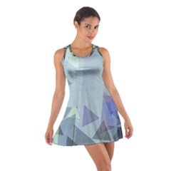 Light Blue Green Grey Dotted Abstract Cotton Racerback Dress by Graphika