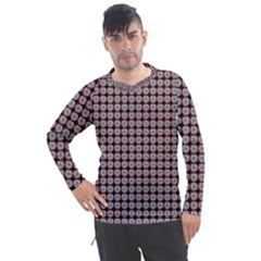 Red Halloween Spider Tile Pattern Men s Pique Long Sleeve Tee