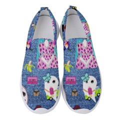 Blue Denim And Drawings Women s Slip On Sneakers by snowwhitegirl