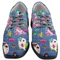 Blue Denim And Drawings Women Heeled Oxford Shoes by snowwhitegirl