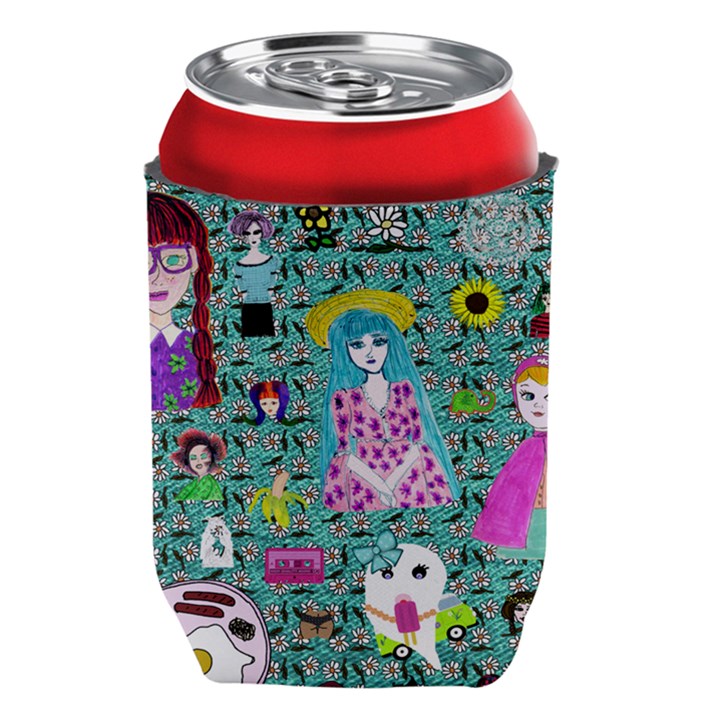 Blue Denim And Drawings Daisies Aqua Can Holder