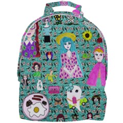 Blue Denim And Drawings Daisies Aqua Mini Full Print Backpack by snowwhitegirl