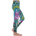 Blue Denim And Drawings Daisies Aqua Kids  Lightweight Velour Leggings View3