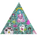 Blue Denim And Drawings Daisies Aqua Wooden Puzzle Triangle View1