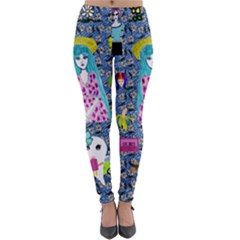 Blue Denim And Drawings Daisies Lightweight Velour Leggings by snowwhitegirl