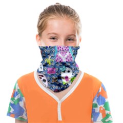 Blue Denim And Drawings Daisies Face Covering Bandana (kids)