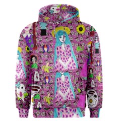 Blue Denim And Drawings Daisies Pink Men s Core Hoodie