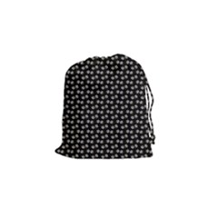 Daisy Black Drawstring Pouch (small) by snowwhitegirl