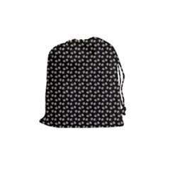 Daisy Black Drawstring Pouch (medium) by snowwhitegirl