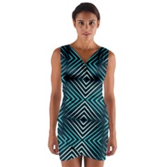 Blue Motif Design Wrap Front Bodycon Dress by tmsartbazaar