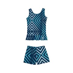 Blue Motif Design Kids  Boyleg Swimsuit by tmsartbazaar