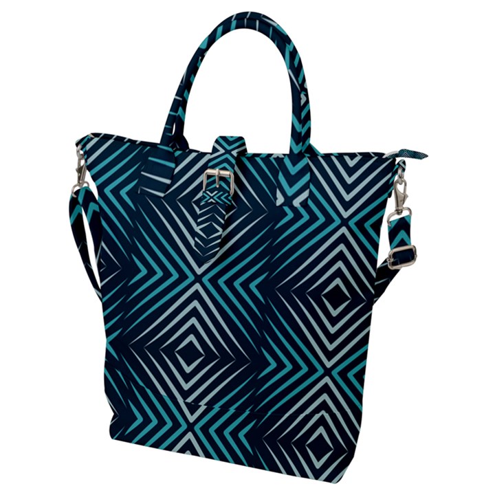 Blue Motif Design Buckle Top Tote Bag