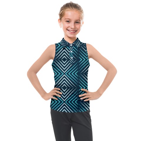 Blue Motif Design Kids  Sleeveless Polo Tee by tmsartbazaar