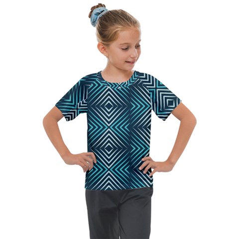 Blue Motif Design Kids  Mesh Piece Tee by tmsartbazaar