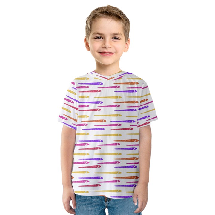 Cartoon Style Snake Drawing Motif Pattern Print Kids  Sport Mesh Tee