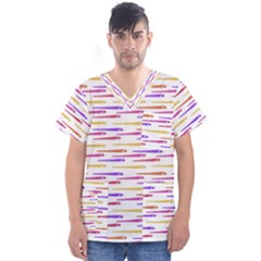 Cartoon Style Snake Drawing Motif Pattern Print Men s V-neck Scrub Top