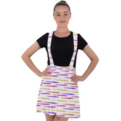 Cartoon Style Snake Drawing Motif Pattern Print Velvet Suspender Skater Skirt