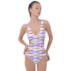 Cartoon Style Snake Drawing Motif Pattern Print Side Cut Out Swimsuit by dflcprintsclothing