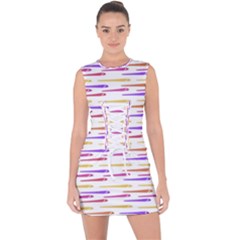 Cartoon Style Snake Drawing Motif Pattern Print Lace Up Front Bodycon Dress by dflcprintsclothing