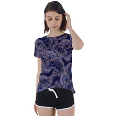 Glowing Coral Pattern Short Sleeve Foldover Tee by LoolyElzayat