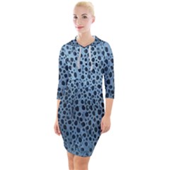 Blue Spotty Pattern Quarter Sleeve Hood Bodycon Dress by LoolyElzayat