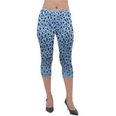 Blue Spotty Pattern Lightweight Velour Capri Leggings  by LoolyElzayat