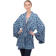 Blue Spotty Pattern Long Sleeve Velvet Kimono  by LoolyElzayat