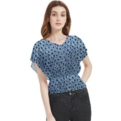 Blue Spotty Pattern Butterfly Chiffon Blouse