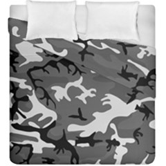 Army Winter Camo, Camouflage Pattern, Grey, Black Duvet Cover Double Side (king Size) by Casemiro