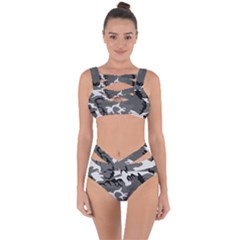 Army Winter Camo, Camouflage Pattern, Grey, Black Bandaged Up Bikini Set  by Casemiro