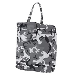 Army Winter Camo, Camouflage Pattern, Grey, Black Giant Grocery Tote