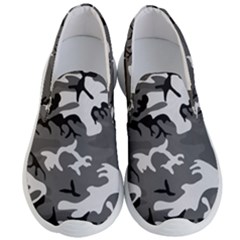 Army Winter Camo, Camouflage Pattern, Grey, Black Men s Lightweight Slip Ons