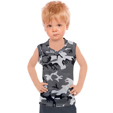 Army Winter Camo, Camouflage Pattern, Grey, Black Kids  Sport Tank Top by Casemiro