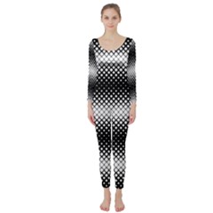 Geometrical Blocks, Rhombus Black And White Pattern Long Sleeve Catsuit by Casemiro